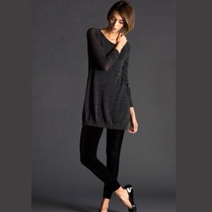 EILEEN FISHER Merino Wool Blend Silver Sparkle Black Tunic Length Sweater Sz 2X